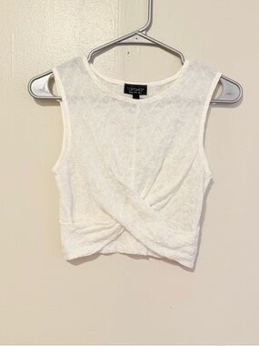 Topshop White Lace Twist-Front Crop Top